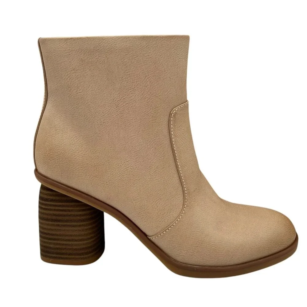 Korks Destiny Women’s Ankle Bootie Size 7.5-9‎ Cream- Beige- Tan Side Zip Boots